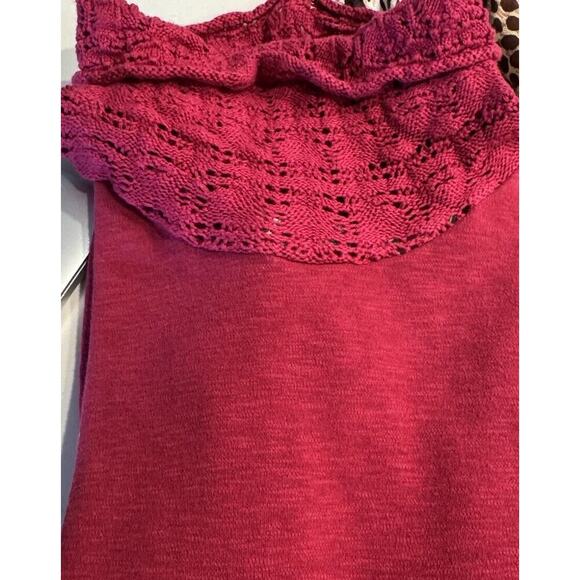 Aventura Dress Size XS Beet Red Nexie Crochet Sweater Organic Cotton Blend Cowl - Picture 7 of 8